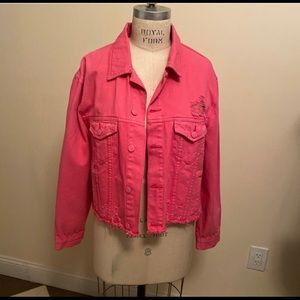 Tattered denim jacket. NWT. Super cute.